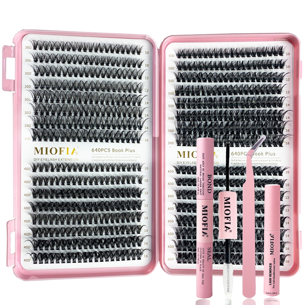 640 tufos 30/40/50/60d cílios postiços livro 10-16mm misturado cílios postiços DIY conexão extensão cílios conjunto