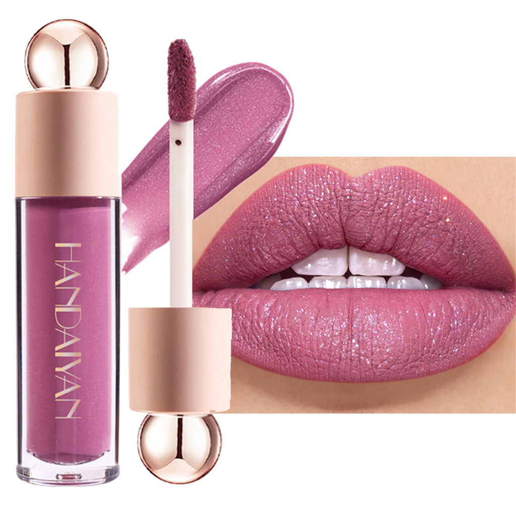 Batom Líquido Brilhante Mate Diamante Brilho Labial À Prova D'água Pérola Longa Duração Maquiagem Dos Lábios Feminina