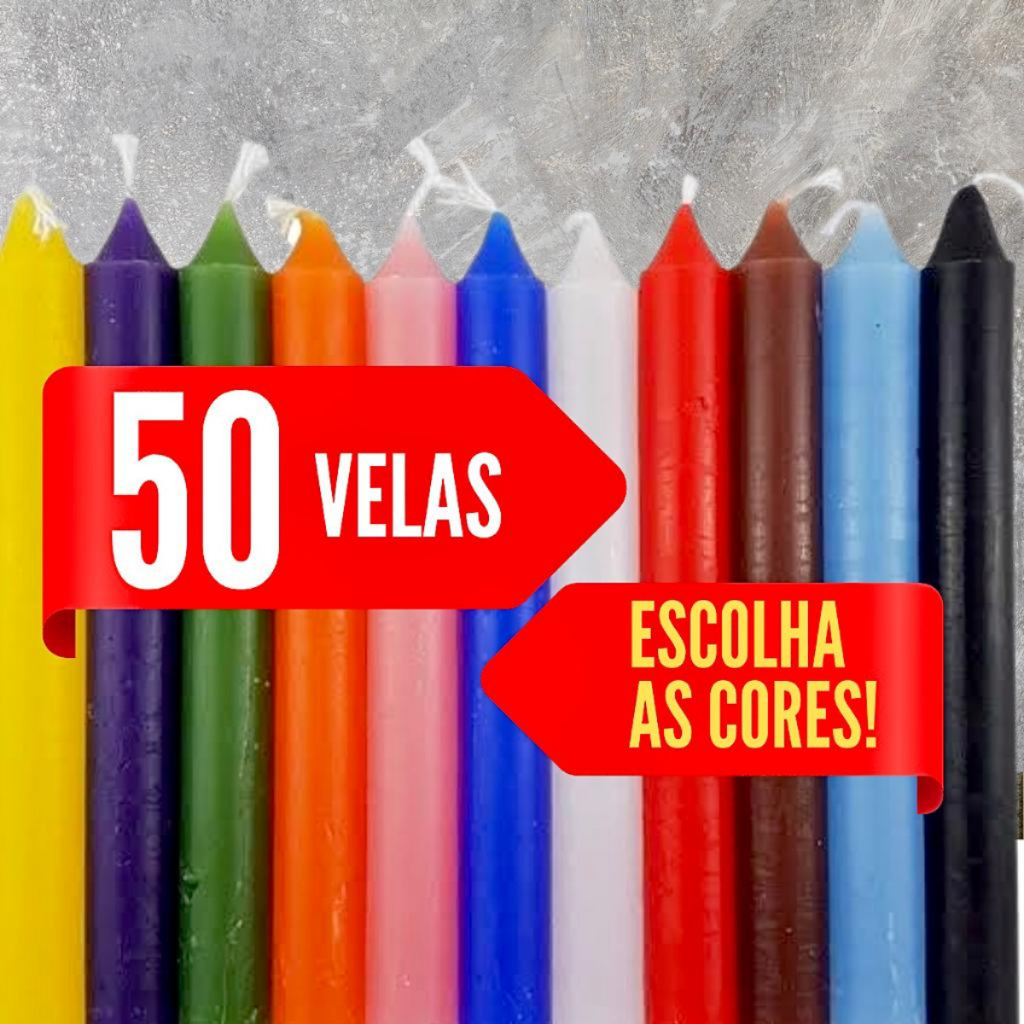Kit 50 Vela Palito Coloridas 16 cm Tradicional Preço De Atacado