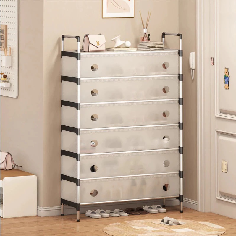 haosin Sapateira Vertical Inox Multiuso Calçados 5 Camadas 18 Pares Organizador de sapatos anti poeira
