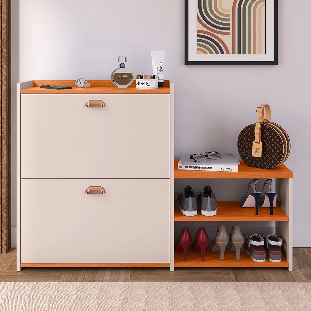Sapateira Organizador Multiuso Calçados Hall Entrada Closet Banquinho 21 Pares Sapato Organizadora