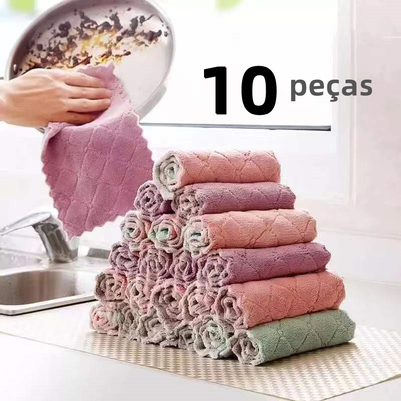 1/5/10 Peça Pano De Prato De Cozinha Microfibra Para Limpar O Pia Anti-Aderente / Pano De Limpeza / Óleo