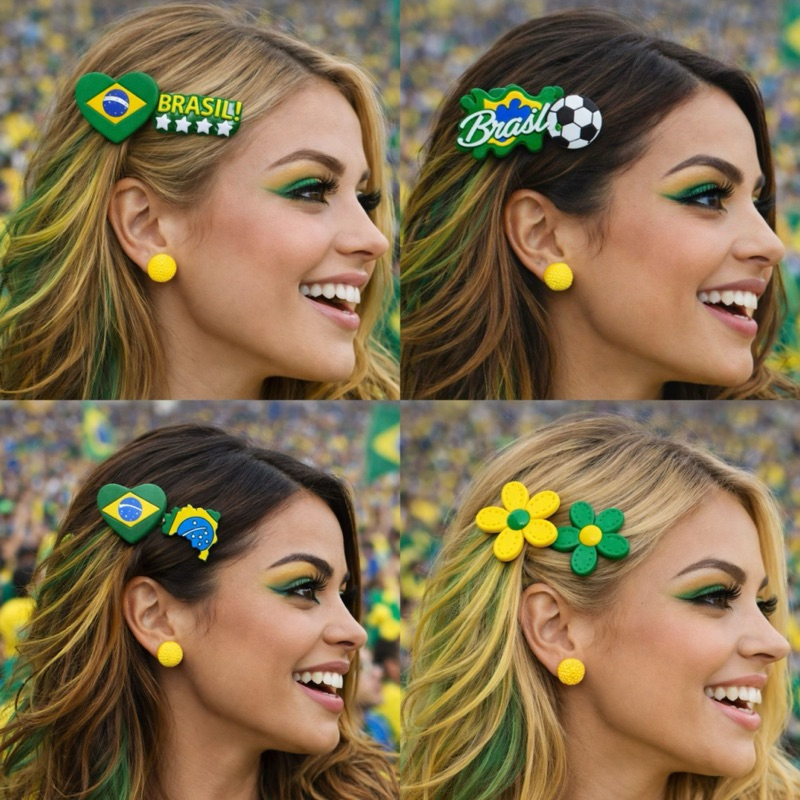 Presilha Brasil copa do mundo bandeira feminina cabelo sortidas