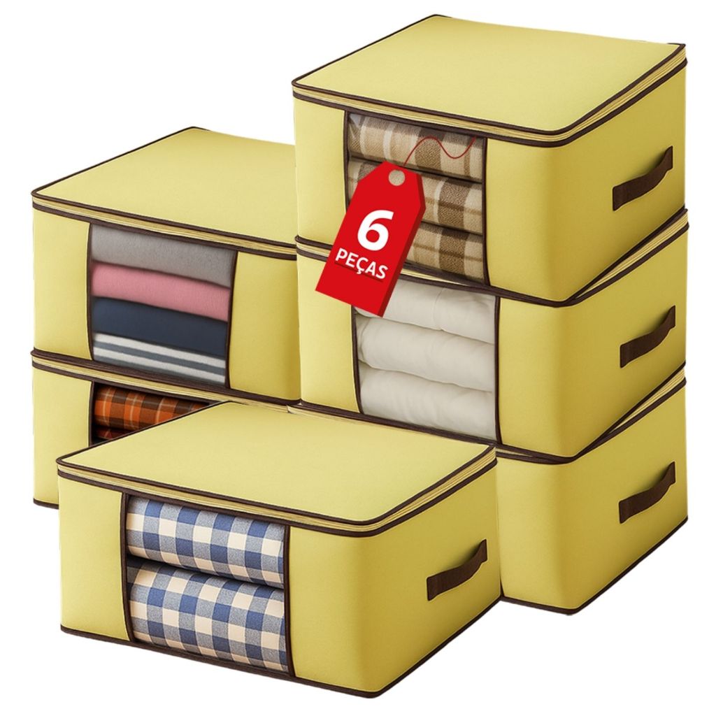 Kit 6 Organizadores Bolsas Multiuso 40L para Roupas Edredom Cobertor
