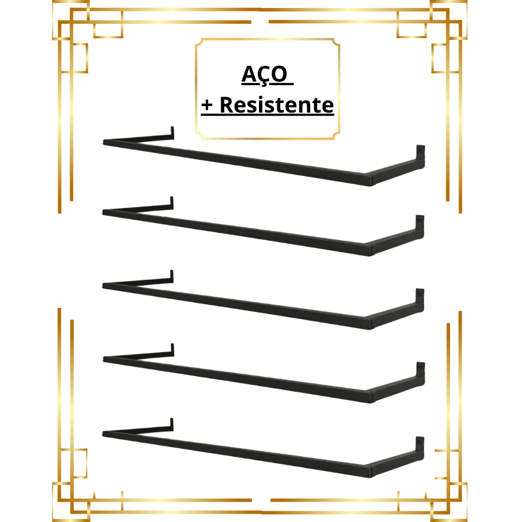 Kit Arara De Parede Cabideiro Aço Resistente Organizador de Roupas Loja Closet Quarto