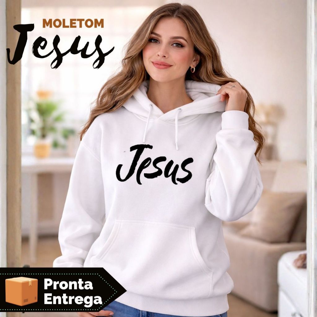 Moletom Canguru Feminino Jesus Moda De Inverno Blusa de Frio Premium Inverno Casaco