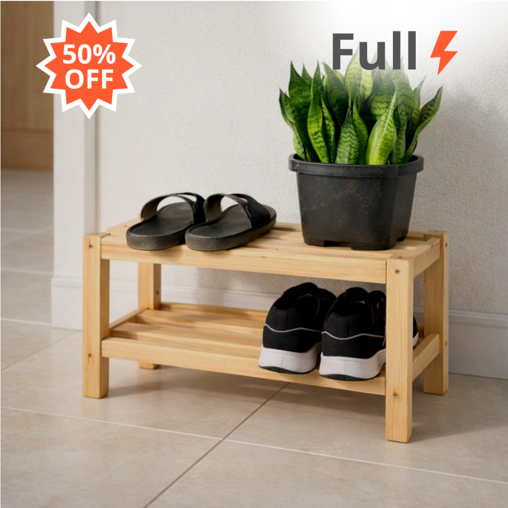 Sapateira Casal 2 Prateleiras em Madeira de Pinus Organizador Elegante Minimalista