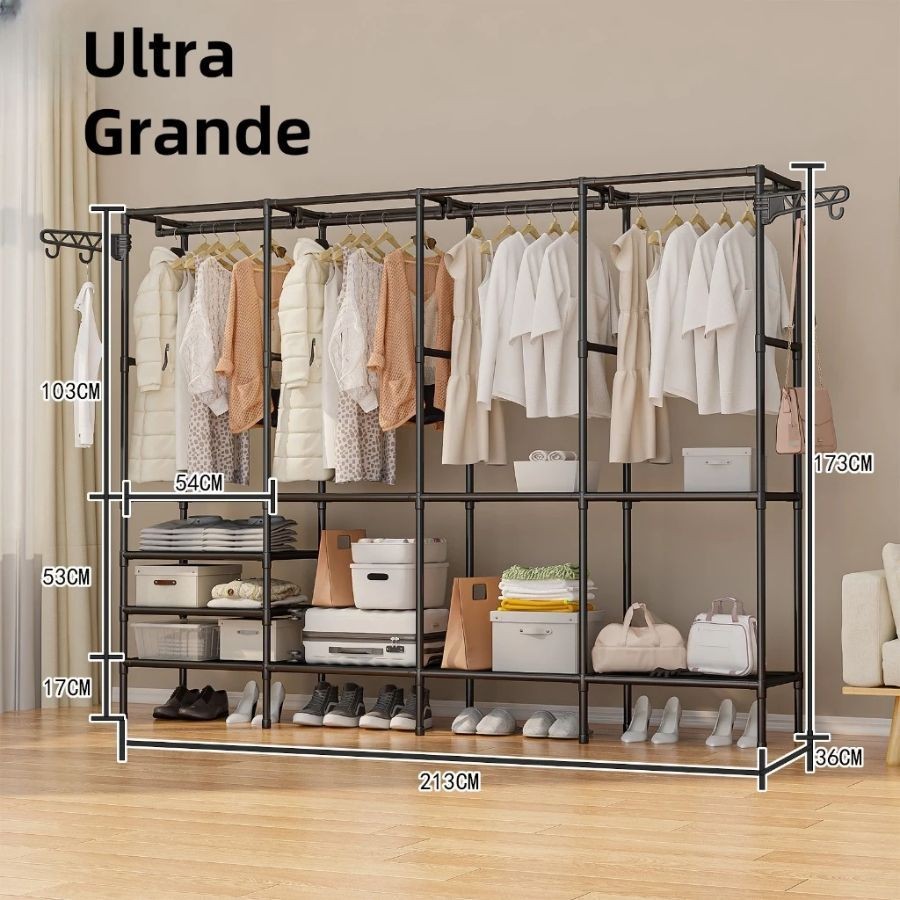 4 Divisórias Roupeiro Guarda Roupa Portatil Cabideiro Arara Para Roupa Sapateira Organizador a