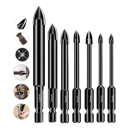 Kit 7 Brocas De Titanio Liga Dura Universal Fura Tudo