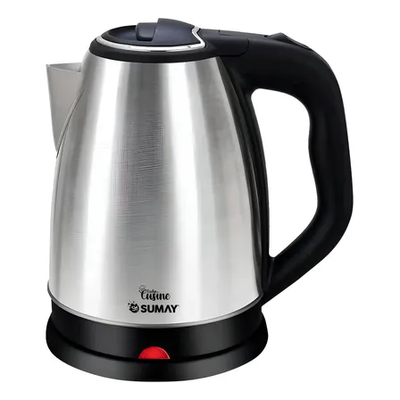 Chaleira Jarra Elétrica Bule 1,8 Litros Aço Escovado 1000w Sumay Cusine Prateado 127v