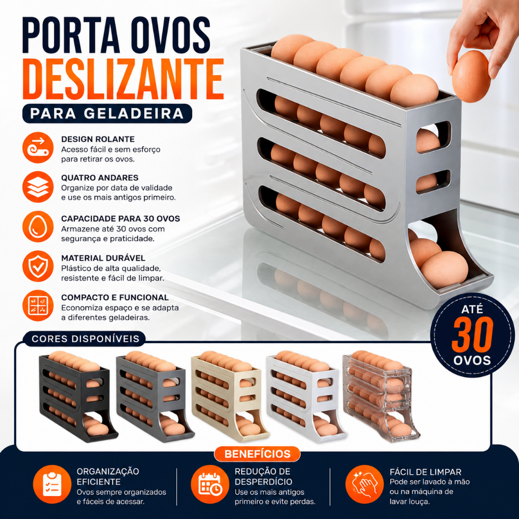 1/2 Peça Porta Ovos Deslizante Organizador Para Geladeira De 4 Camadas Automática Rolantes