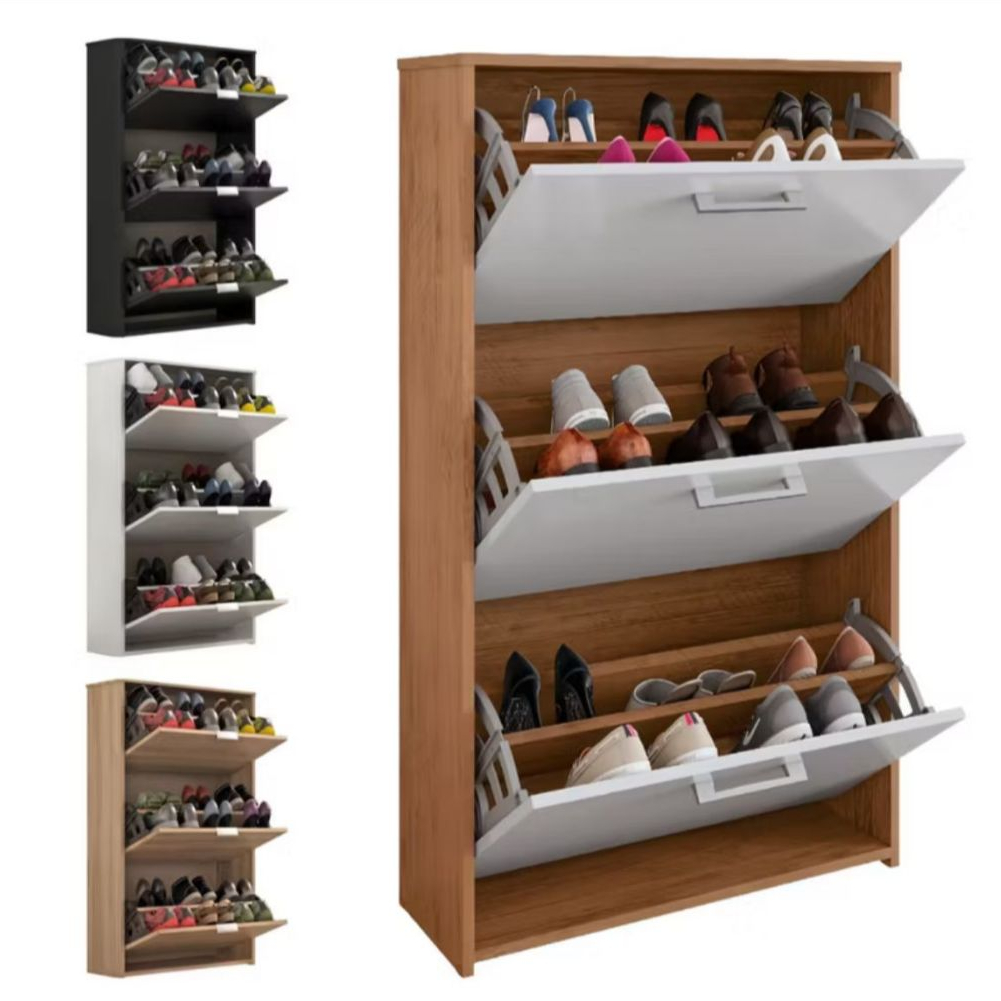 Sapateira 3 Portas Organizador Multiuso Sapatos Compacto Quarto Sala Funcional Decoração Cores