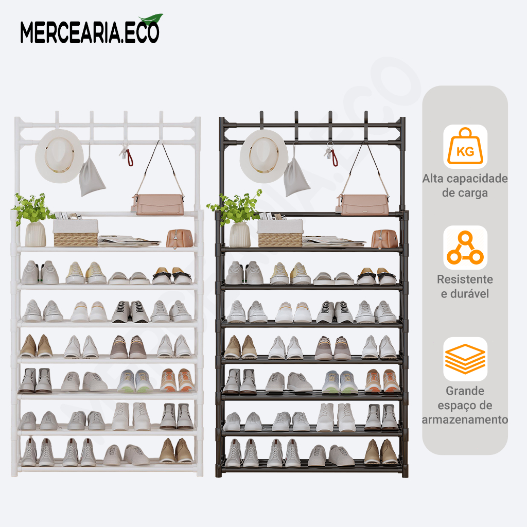 Estante de sapatos de 7 camadas, prateleira multifuncional, pode acomodar sapatos, chapéus e bolsas