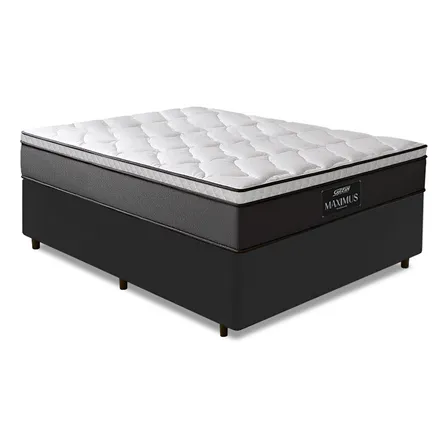 Cama Box Casal Gazin Maximus Molas Ensacadas Cinza/preto Cinza/bran