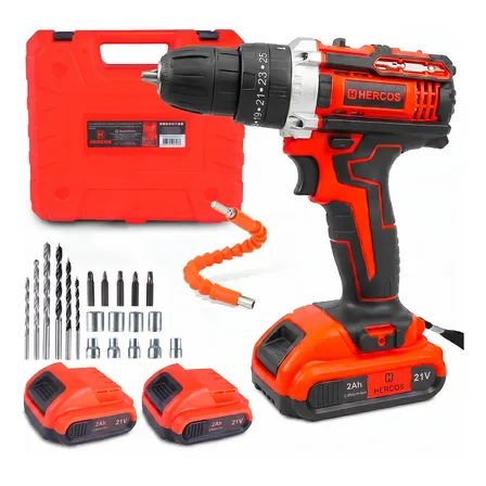 Parafusadeira Impacto 21v 2 Baterias Lítio Maleta Hercos Laranja 21v 60hz