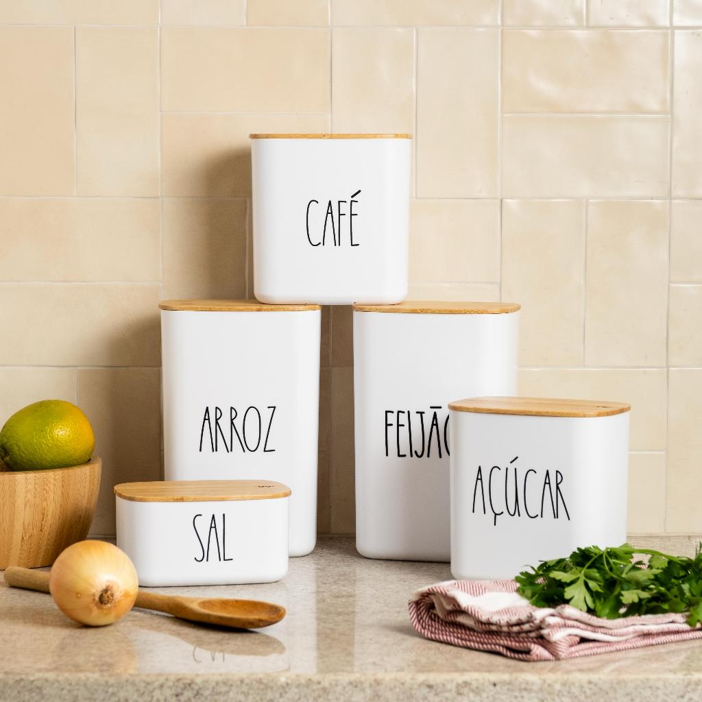 POTE HERMÉTICO WHITE E BAMBU