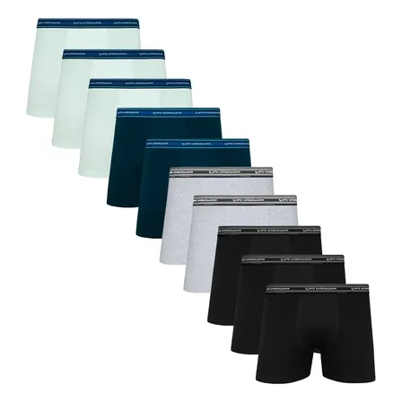 Kit Com 10 Cuecas Boxer Algodão Adulto Lupo