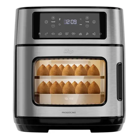 Fritadeira Elétrica Air Fryer Antiaderente Wap Oven 12 Litros Com Painel Digital Inox E Preto 127v