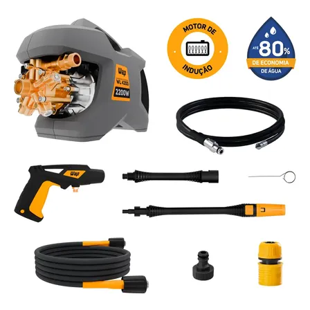 Desobstruidora De Alta Pressão Wap Wl 4200 Ultra 5 Pistões 2200w 1305psi 510l/h Com Jato Regulável E Motor De Indução 220v Cinza 60 Hz