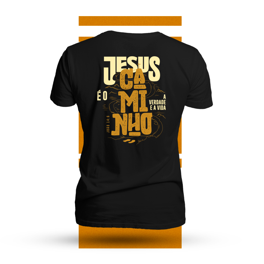 Camiseta  Masculina Unissex Cristã "Jesus é o Caminho" Moda Evangélica Camisa 100% Algodão