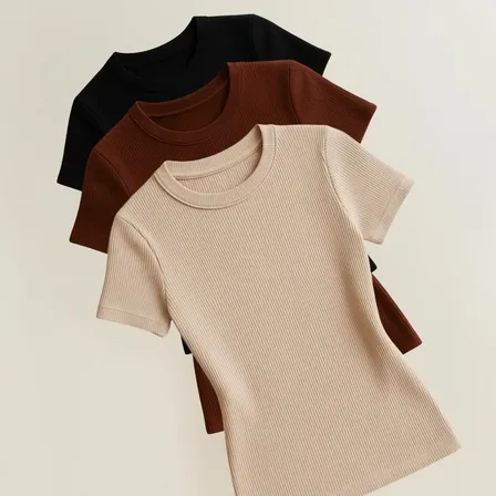 Kit 3 Blusas Feminina Gola Alta Básica Casual M Ao Gg Marrom.branco.preto Lisa G
