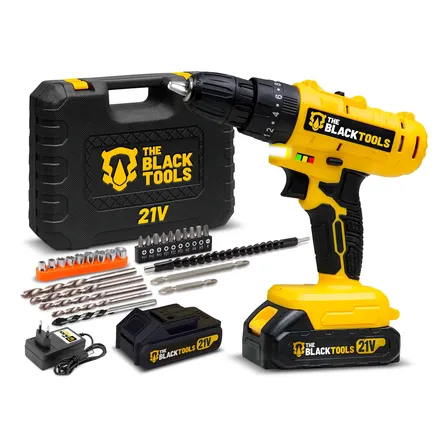 Parafusadeira Furadeira 21v 2 Baterias Profissional Bivolt Amarelo 127/220v 50/60hz