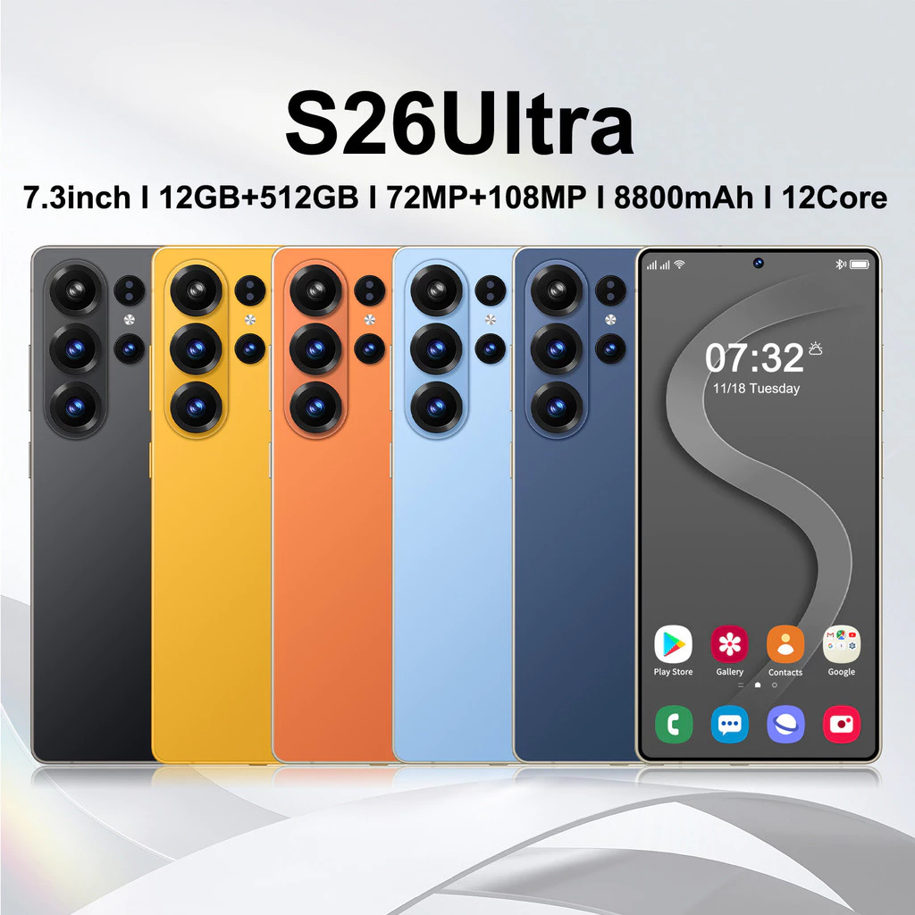 S26 Ultra 7.3" 12/512GB 108MP 8800mAh 5G Smartphone Câmera Dupla + Caneta Stylus