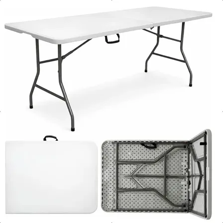 Mesa Dobrável Vira Maleta Resistente Com Alça Portátil 1.80m Branco