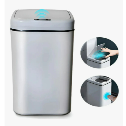 Lixeira Automática Sensor De Proximidade 20/17/12 Litros de Pilha Cinza e Branca