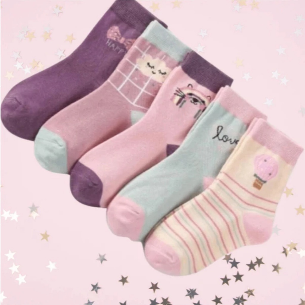 Kit Pares de Meias Infantil e Bebê Menina Estampadas