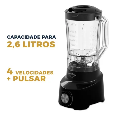 Liquidificador Britânia 2,6l 4 Velocidades Preto Diamante 1100 220v