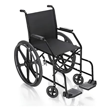 Cadeira De Rodas Simples Pl002 Prolife Com Pneu Inflável Preto
