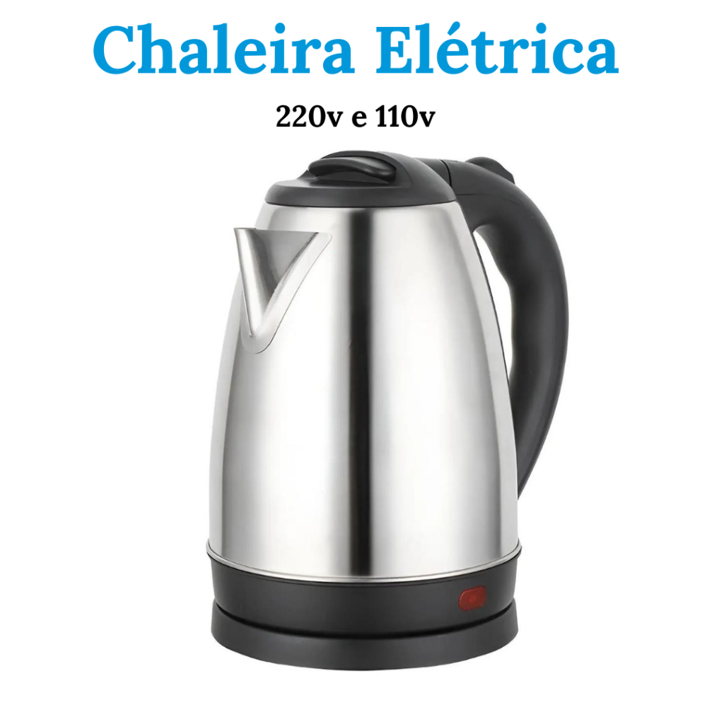 Chaleira Elétrica Térmica Inox Com Base Giratória e Alta Potencia Com Aquecimento Rápido 1,8 Litros