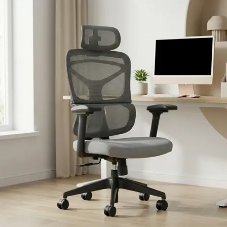 Cadeira Ergonômica Presidente Astrella Giratória Home Office Cinza Mesh