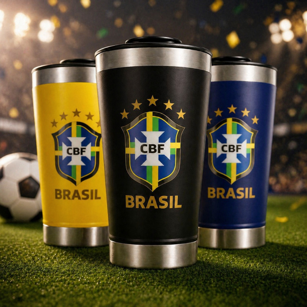 Copo Térmico 473ml Com Tampa Abridor Brasil Personalizado