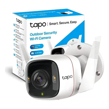 Câmera De Segurança Ip Externa Tp Link Tapo C320ws Wifi Com Alarme E Controle De Voz Com Resolução De 2k Branco