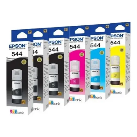 6 Tintas T544 Para Epson L3250 L3150 L3210 L1250 L5290 L5590 Preto E Color