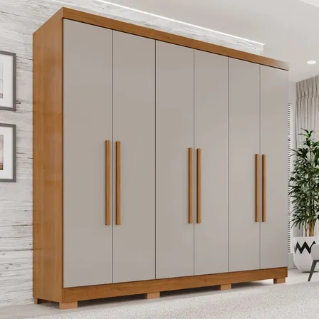 Guarda-roupa Casal 6 Portas 2 Gavetas França Wt Espresso Móveis Cinamomo/off-white