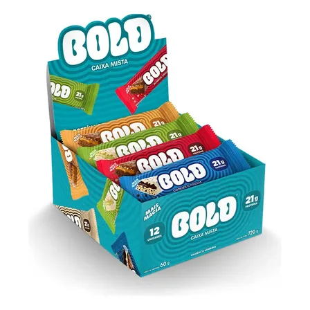 Bold Barra De Proteína 60g Caixa Mista 12 Un 21g de Proteína Sabores Variados