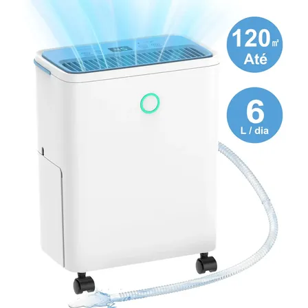Desumidificador Freshdew Compressor 6 L por Dia Silencioso com Drenagem Contínua