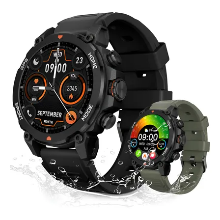 Relógio Smartwatch Aurafit Trek1 Com Gps À Prova D'água 5atm Preto Sport Preto/verde