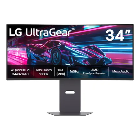 Monitor Gamer LG UltraGear Curvo 34G600A-B 34" QuadHD 2K, UltraWide 1800R, 160Hz, 1ms (MBR), AMD FreeSync Premium, HDR10, MaxxAudio