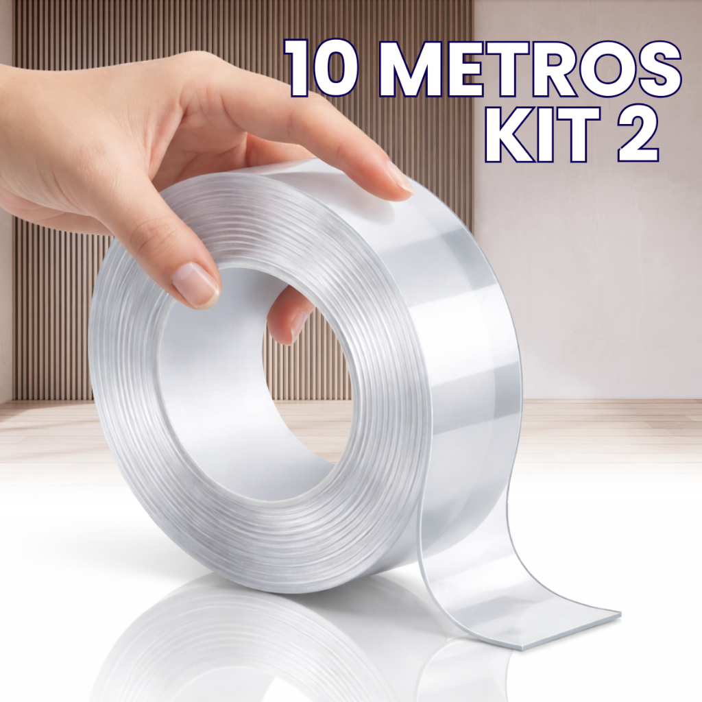FITA DUPLA FACE NANO Kit 3M/5M/10M EXTRA FORTE , Reutilizável e à Prova D’Água Transparente