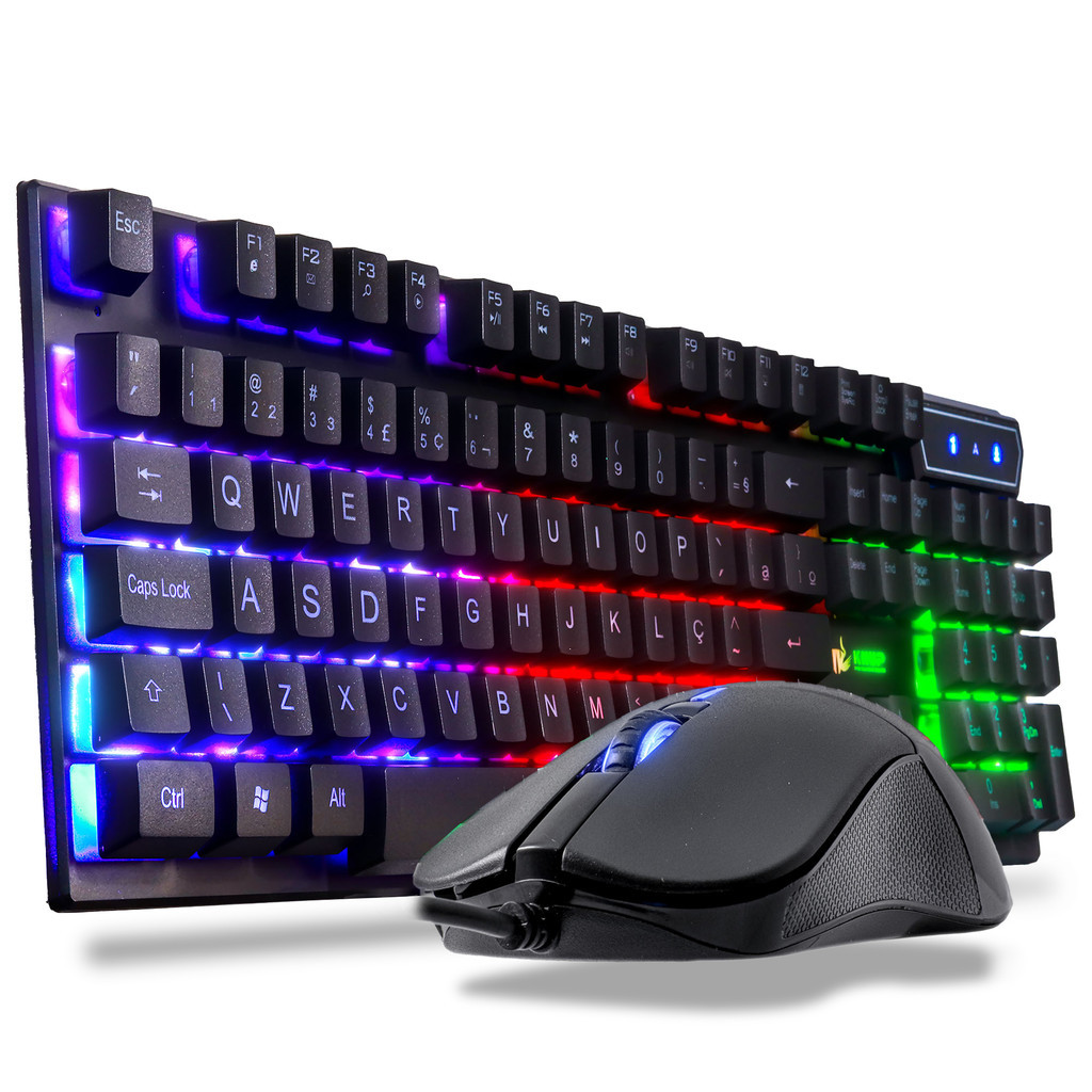 Kit Gamer Teclado Semi Mecânico + Mouse Led Chroma Rgb Iluminado Jogos Pc Usb