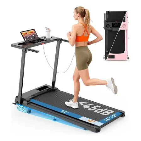 Esteira Elétrica Residencial / Caminhador – Esteira Compacta e Dobrável com Barra de Apoio, 6%,Max 12km/h; Portátil, para Caminhada, Corrida e Exercícios; com Display LED
