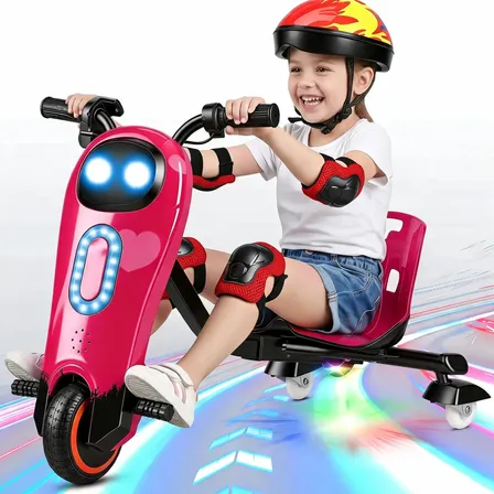 Patinete Triciclo Infantil Drift Elétrico Led Bluetooth 15km Rosa